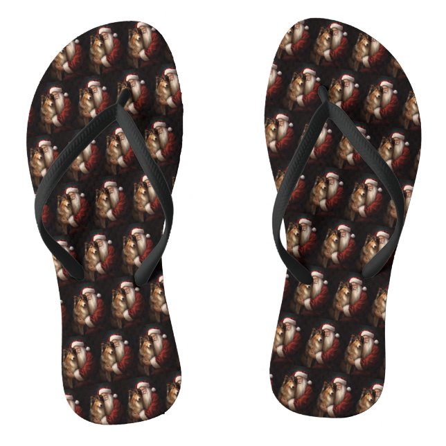Chanclas Rough Collie Con Navidades festivos de Santa Claus (Plantilla)