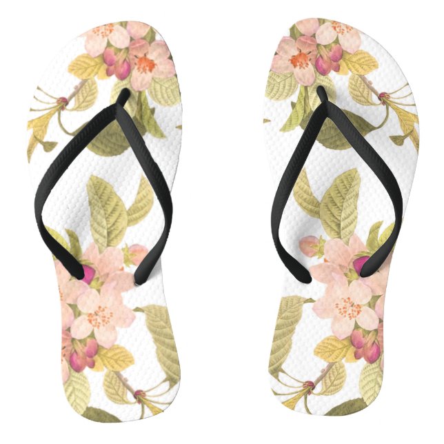 Chanclas Rubor rosa floreciente verano floral botánica (Plantilla)
