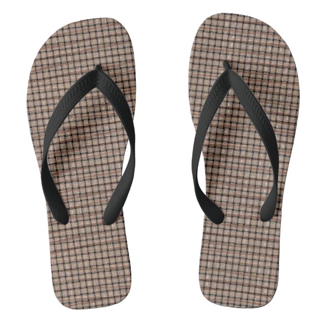 Chanclas Rústico Resumen Burlap Brown Tan Weave Flip Flops (Plantilla)