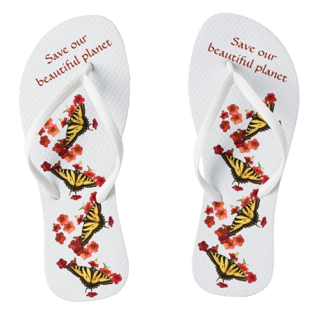 Chanclas Salvar nuestras flores rojas de mariposa planetari (Plantilla)