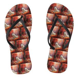 Chanclas Samoyedo en Otoño Hojas Caídas Inspiran