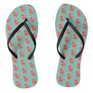 Chanclas Sandía de Verano Acuarela Par de Frutas Rebanadas