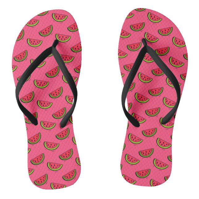 Chanclas sandía de verano sobre patrón rosa (Plantilla)