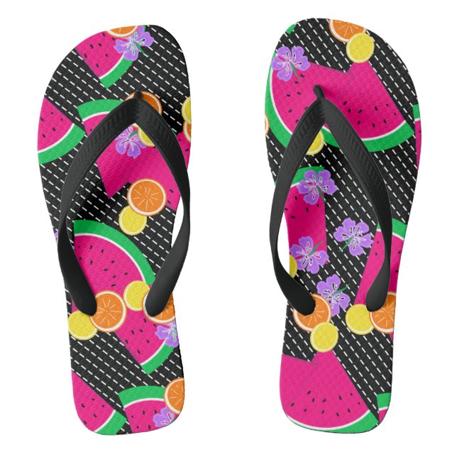 Chanclas sandía roja amarilla Lemones tropicales (Plantilla)