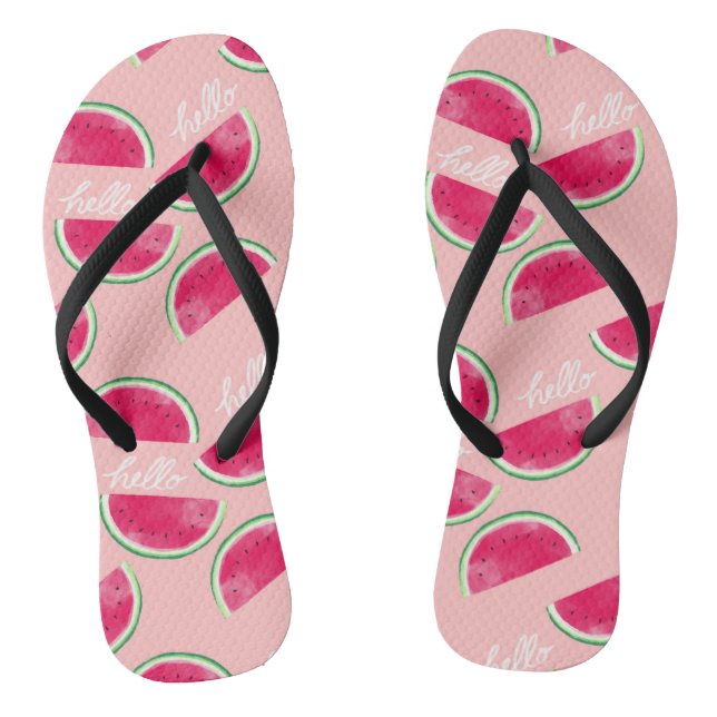 Chanclas sandía rosa Flip Flops para adultos, Straps delgad (Plantilla)