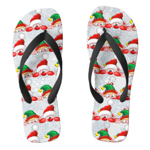 Chanclas Santa y Elf Cute y graciosos personajes Peeking