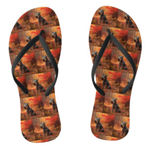 Chanclas Schnauzer en Otoño Hojas Caídas Inspiran