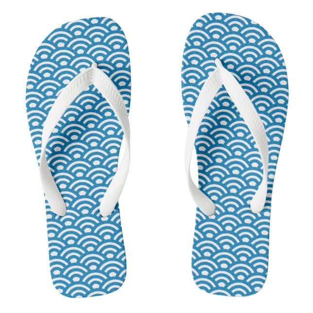 Chanclas Seigaiha, olas, japonés, azul y blanco (Plantilla)