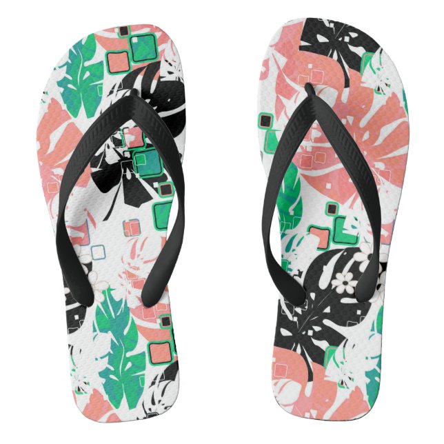 Chanclas Selva tropical sin foco hojas abstractas modernas  (Plantilla)