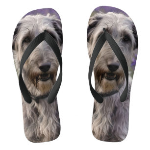 Chanclas Serene Majesty: Lobo sentado en un iris morado