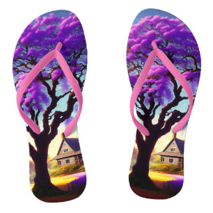 Chanclas **"Serenidad Rústica: El Abrazo del Jacarandá Púrp