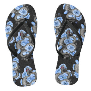 Chanclas Serpientes y rosas azules