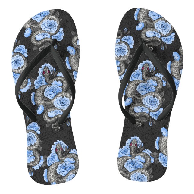 Chanclas Serpientes y rosas azules (Plantilla)