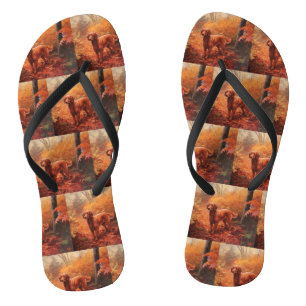 Chanclas Setter Rojo Irlandés en Otoño Hojas Caídas Inspira