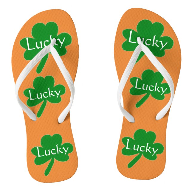Chanclas Shamrock Green Naranja blanco Flip Flops (Plantilla)
