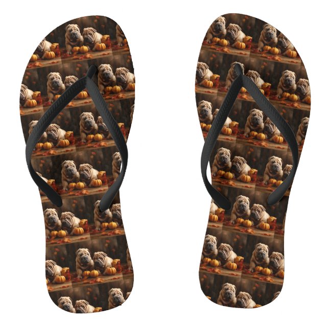 Chanclas Shar Pei Puppy Calabaza deslumbrante de otoño (Plantilla)