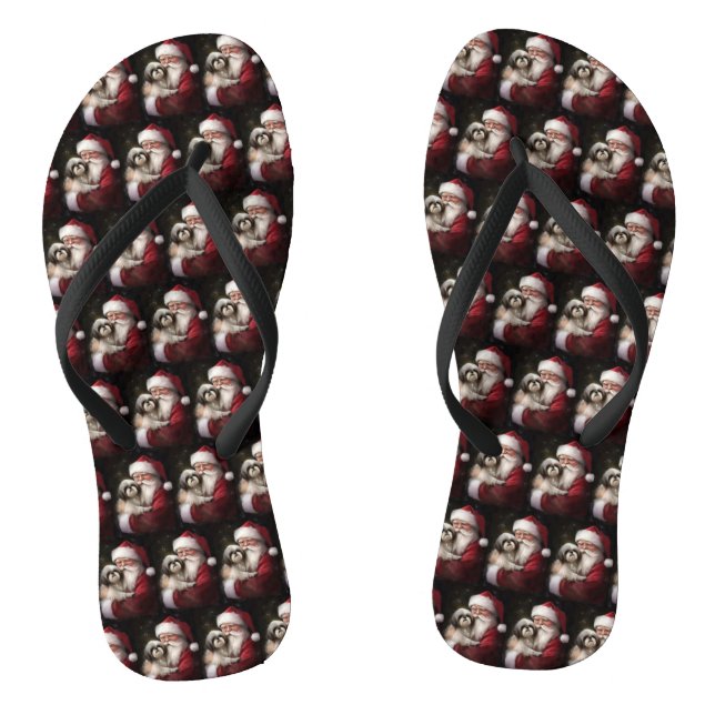 Chanclas Shih Tzu Con Navidades festivos de Santa Claus (Plantilla)