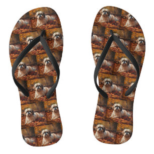 Chanclas Shih Tzu en Otoño Hojas Caídas Inspiran