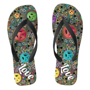 Chanclas Signo de Paz Retro Hippie Colorido Patrón de los 6