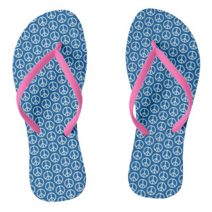 Chanclas Signos de la paz retros en azul profundo
