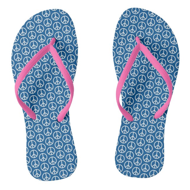 Chanclas Signos de la paz retros en azul profundo (Plantilla)