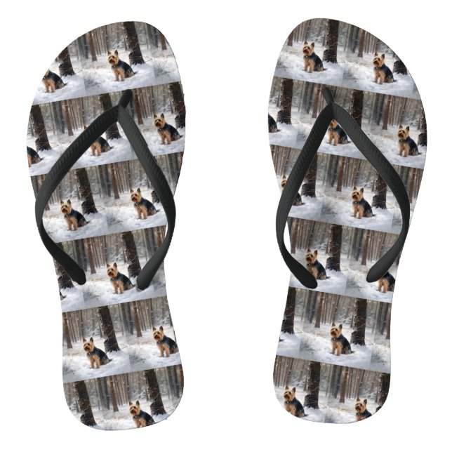 Chanclas Silky Terrier deja que nieve Navidades (Plantilla)