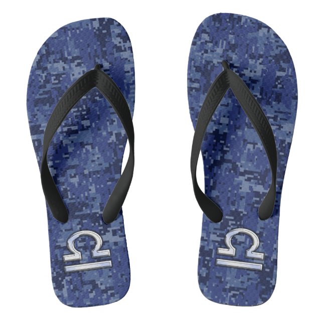 Chanclas Símbolo libra zodiaco en camuflaje digital azul (Plantilla)