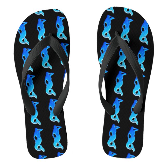 Chanclas sirenas azules en negro (Plantilla)