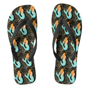 Chanclas sirenas de cola azul con cabeza roja