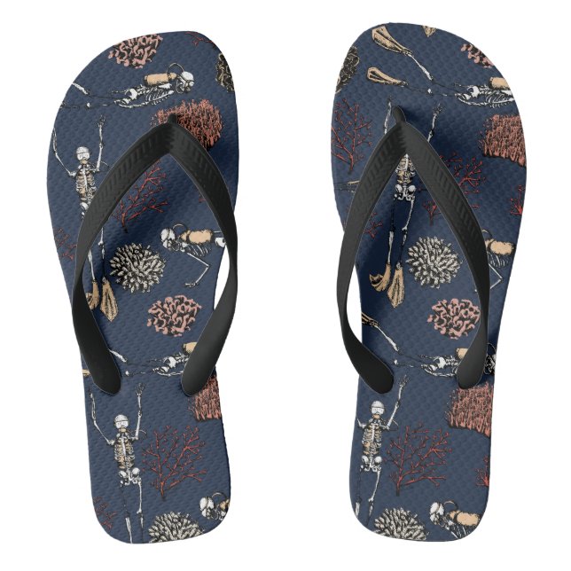 Chanclas Skeleton Scuba Diver & Coral Original Art (Plantilla)