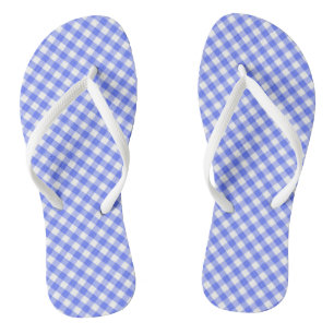 Chanclas Sky Blue Gingham Design Flip Flops