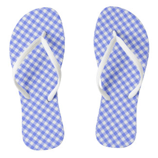 Chanclas Sky Blue Gingham Design Flip Flops