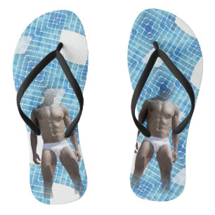 Chanclas SlipperyJoe hombre muscular seis empates abs macho
