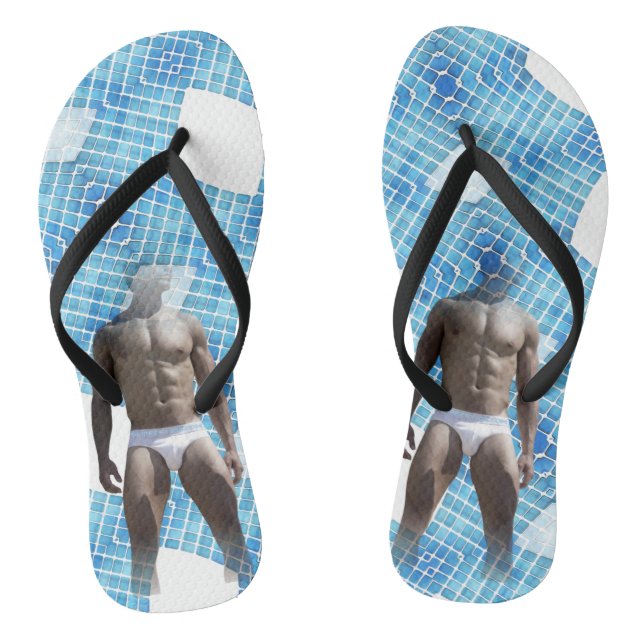 Chanclas SlipperyJoe hombre muscular seis empates abs macho (Plantilla)