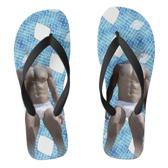 Chanclas SlipperyJoe hombre musculoso abdominales marcados  (Plantilla)