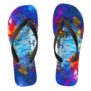 Chanclas SlipperyJoe NYC grafiti luna rodeada de remolinos 