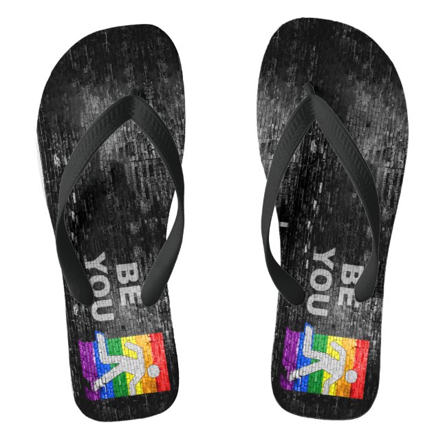 Chanclas SlipperyJoe's Be You negro ladrillo pared de peato (Plantilla)