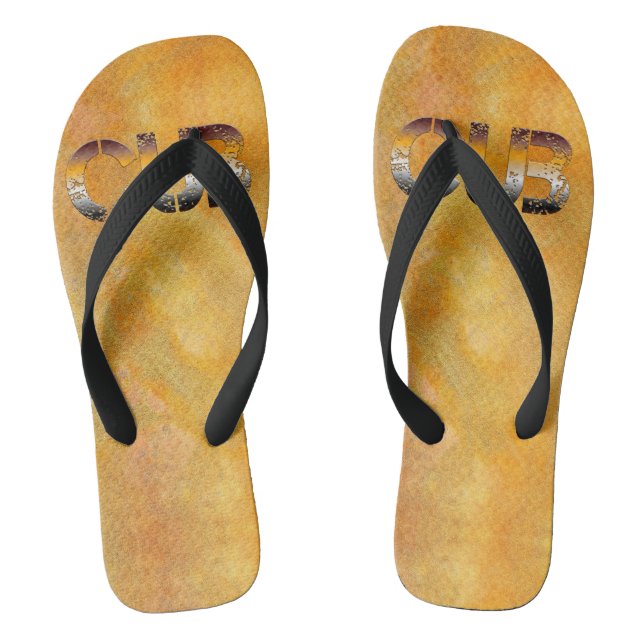 Chanclas SlipperyJoe's cub word naranja-tonos marrones pro (Plantilla)