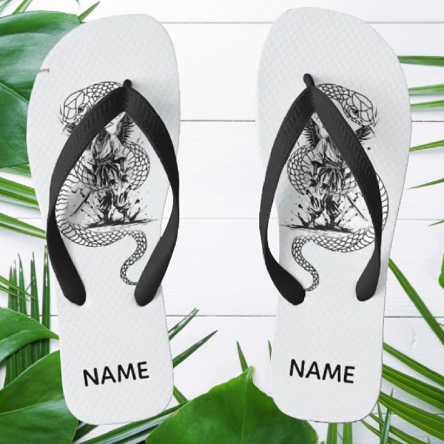 Chanclas Snake Skull Flip-Flops – Gothic Tattoo Style Shoes (Subido por el creador)