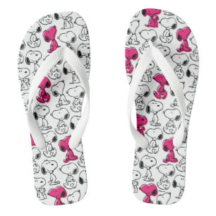 Chanclas Snoopy Black & Magenta Pattern