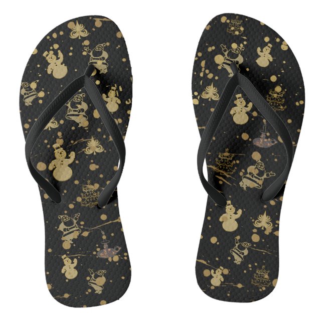 Chanclas Snowman Gold y Black Snow Flip Flops (Plantilla)