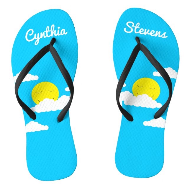 Chanclas Sol sonriente con nubes: turquesa (Plantilla)