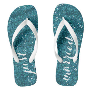 Chanclas Sólo Boda casada Flip Flops (Turquesa)