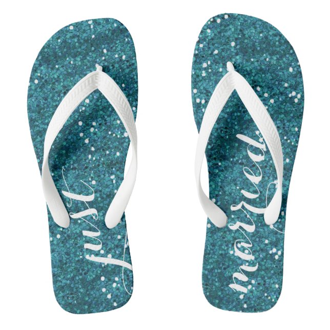 Chanclas Sólo Boda casada Flip Flops (Turquesa) (Plantilla)