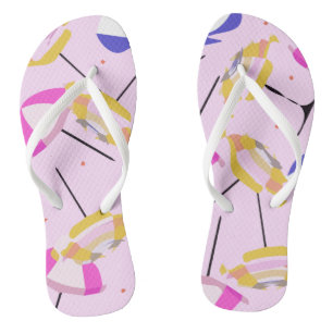 Chanclas Sombrillas De Playa Coloridas Con Puntos De Polka 