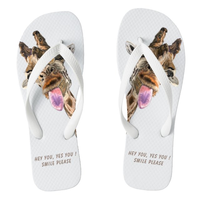 Chanclas Sonrisa divertida Giraffe Flip Flops - Texto Perso (Plantilla)