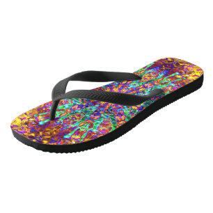 Chanclas Splash de color hippie de Mandala trippy y psicodé