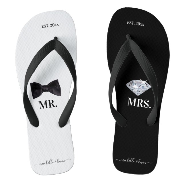 Chanclas Sr. y la Sra. Boda Black & White (Plantilla)