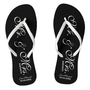Chanclas Sr. y señora flips-flopes del boda para la novia