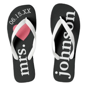 Chanclas Sr. y Sra. Boda Honeymoon Heart Text